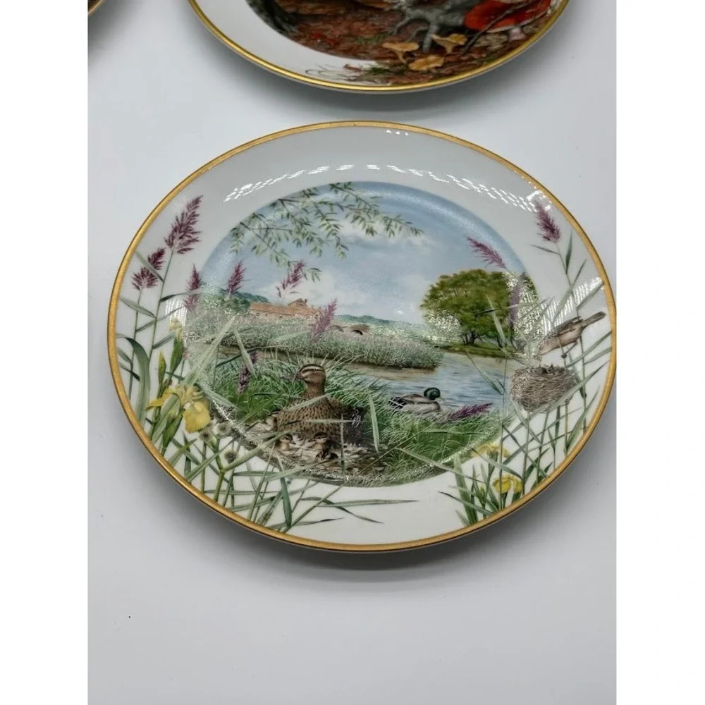 Franklin Porcelain Peter Barrett Limited Edition Plates Set of 4 Nature Birds‎